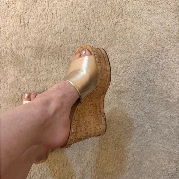 SCHUTZ Gold Wedge Sandals - Picture 3 of 9